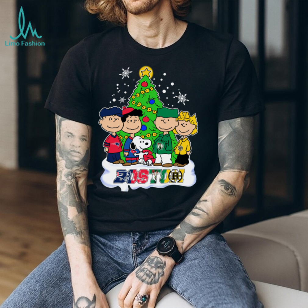Merry Christmas Peanuts Characters X Boston Sports Teams T Shirt Merry Christmas Peanuts Characters X Boston Sports Teams T Shirt