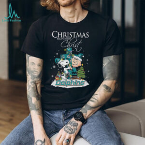 Miami Dolphins Snoopy Begins With Christ And Friends Peanuts Christmas Shirt