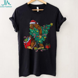 Most Wonderful Christmas Co Bigfoot Christmas Tree Lights Xmas Boys Men Sasquax T Shirt