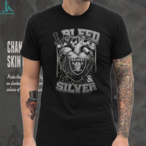 NFL Las Vegas Raiders I Bleed Black Silver Football Sporty T Shirt