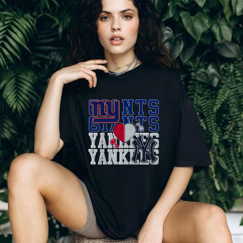 New York Giants and Yankees Split Heart T Shirt New York Giants and Yankees Split Heart T Shirt