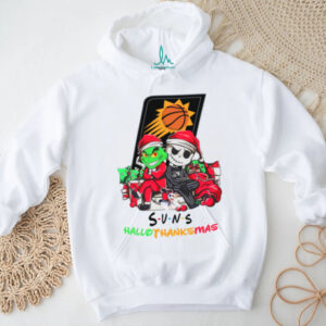 Official Baby Grinch And Jack Skellington Phoenix Suns Logo Hallothanksmas 2024 T Shirt
