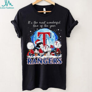 Official It’s The Most Wonderful Time Of The Years Peanuts Characters Texas Rangers Merry Christmas Shirt