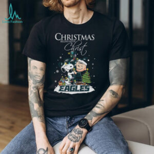 Philadelphia Eagles Snoopy Begins With Christ And Friends Peanuts Christmas Shirt