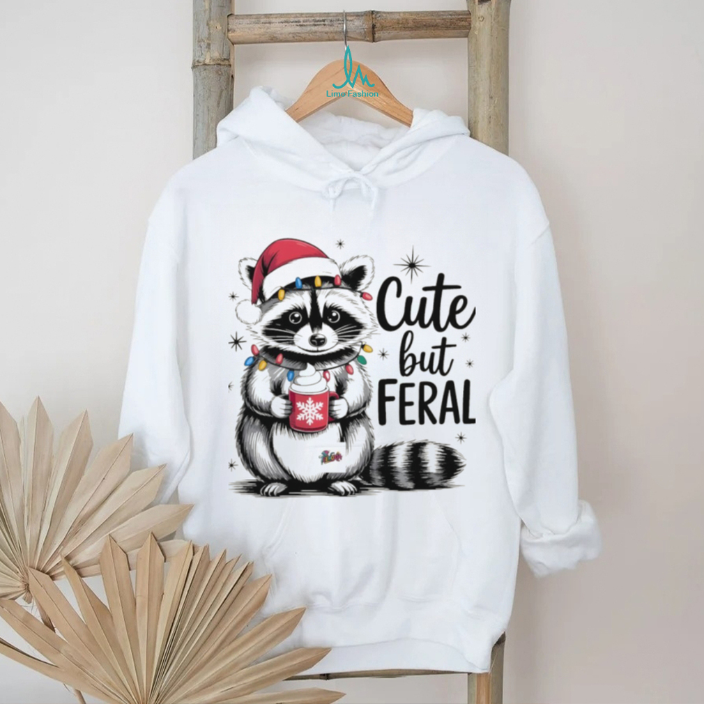 Raccoon Santa hat cute but feral Merry Christmas shirt Raccoon Santa hat cute but feral Merry Christmas shirt