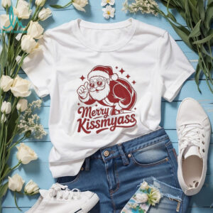 Santa Claus wearing glass Merry Kissmyass Christmas shirt