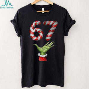 Santa Six Seven 67 Meme Christmas 67 Candy Cane Kids Boys T Shirt