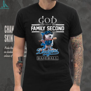 Snoopy God First Family Second Then Los Angeles Dodgers Baseball T Shirt