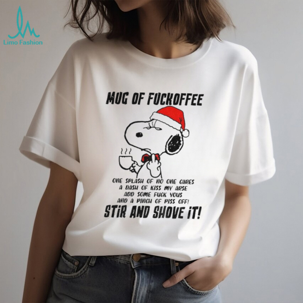 Snoopy Santa hat mug of fuckoffee one splash of no one cares a dash of kiss my arse Christmas shirt Snoopy Santa hat mug of fuckoffee one splash of no one cares a dash of kiss my arse Christmas shirt