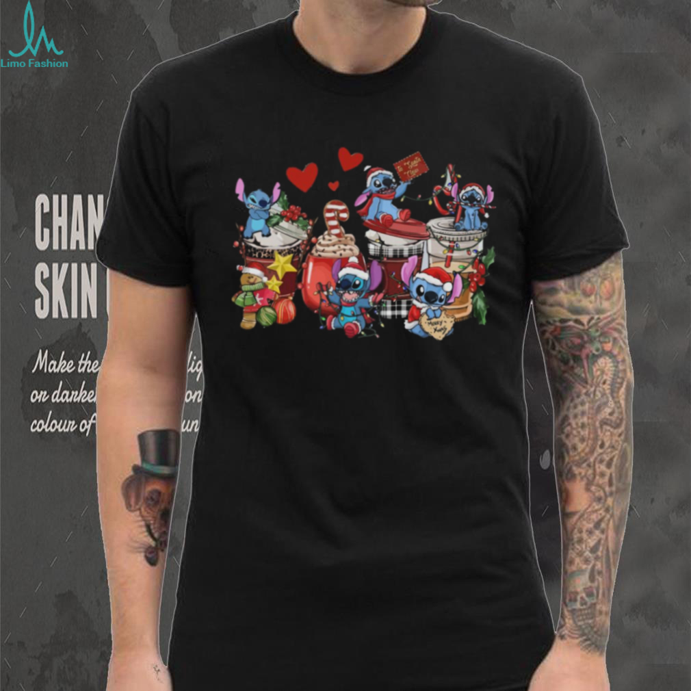 Stitch & Friends Christmas Coffee Cups Sweatshirt, Festive Disney Apparel Stitch & Friends Christmas Coffee Cups Sweatshirt, Festive Disney Apparel