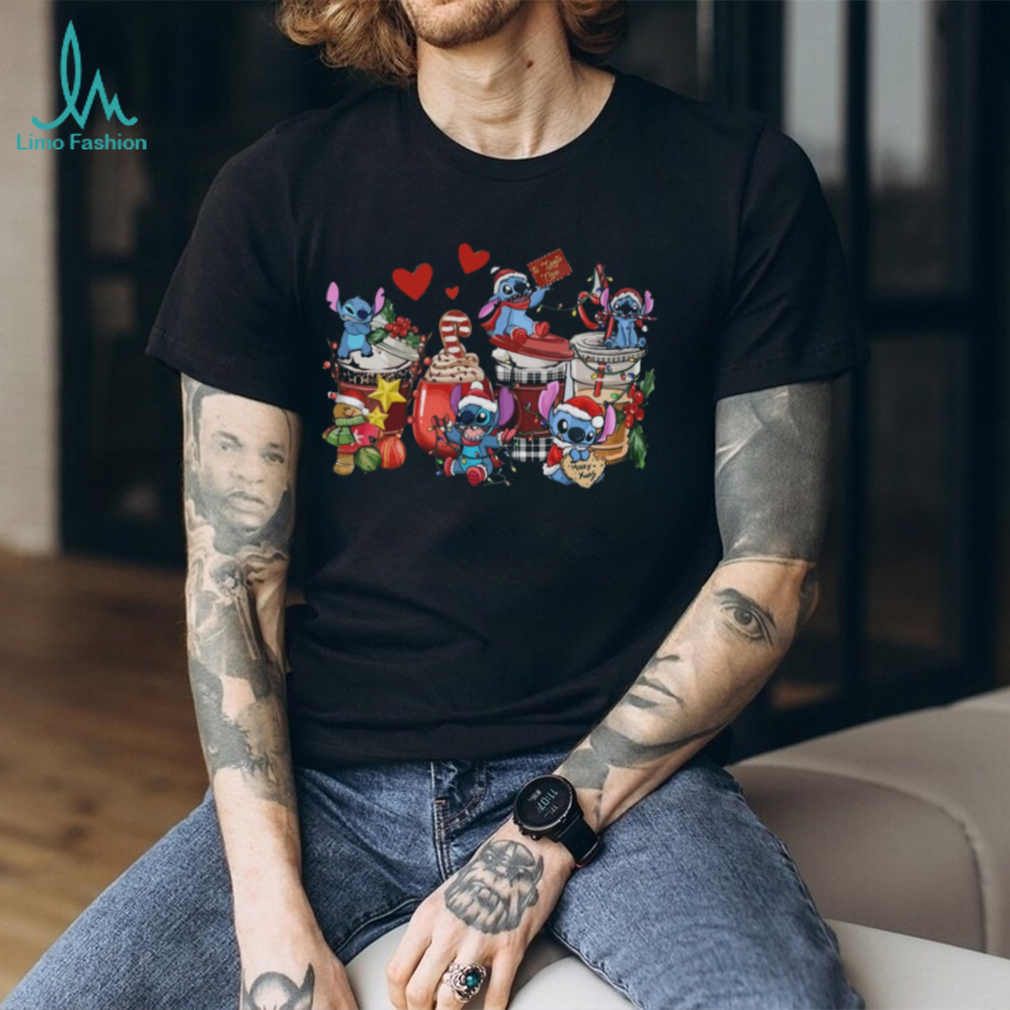 Stitch & Friends Christmas Coffee Cups Sweatshirt, Festive Disney Apparel Stitch & Friends Christmas Coffee Cups Sweatshirt, Festive Disney Apparel