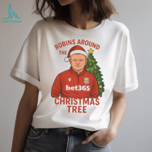 Stoke City FC Mark Robins around the Christmas tree shirt
