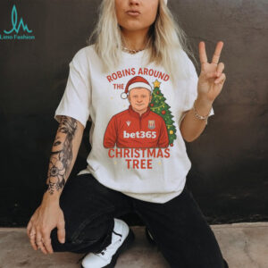 Stoke City FC Mark Robins around the Christmas tree shirt