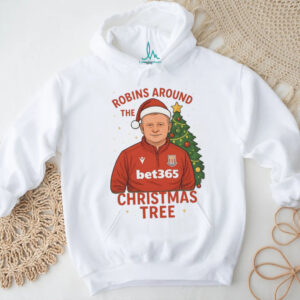 Stoke City FC Mark Robins around the Christmas tree shirt