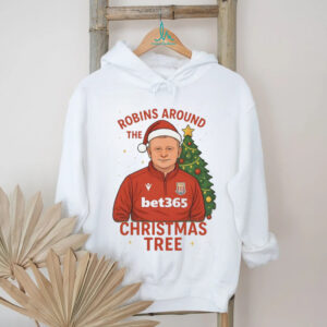 Stoke City FC Mark Robins around the Christmas tree shirt