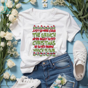 The Grinch Never Hated Christmas Shirt Funny Glitter Holiday Tee