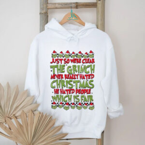 The Grinch Never Hated Christmas Shirt Funny Glitter Holiday Tee