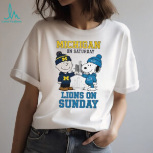 The Peanuts Fist Bump Michigan Wolverines & Detroit Lions Shirt