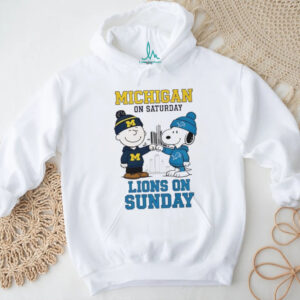 The Peanuts Fist Bump Michigan Wolverines & Detroit Lions Shirt