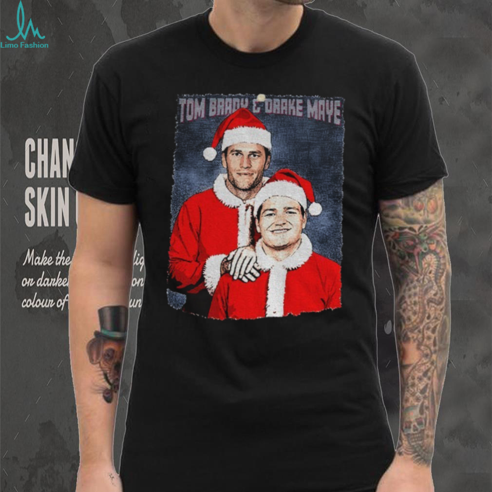 Tom Brady and Drake Maye Santa Claus New England Patriots Step Brothers Football Christmas shirt Tom Brady and Drake Maye Santa Claus New England Patriots Step Brothers Football Christmas shirt