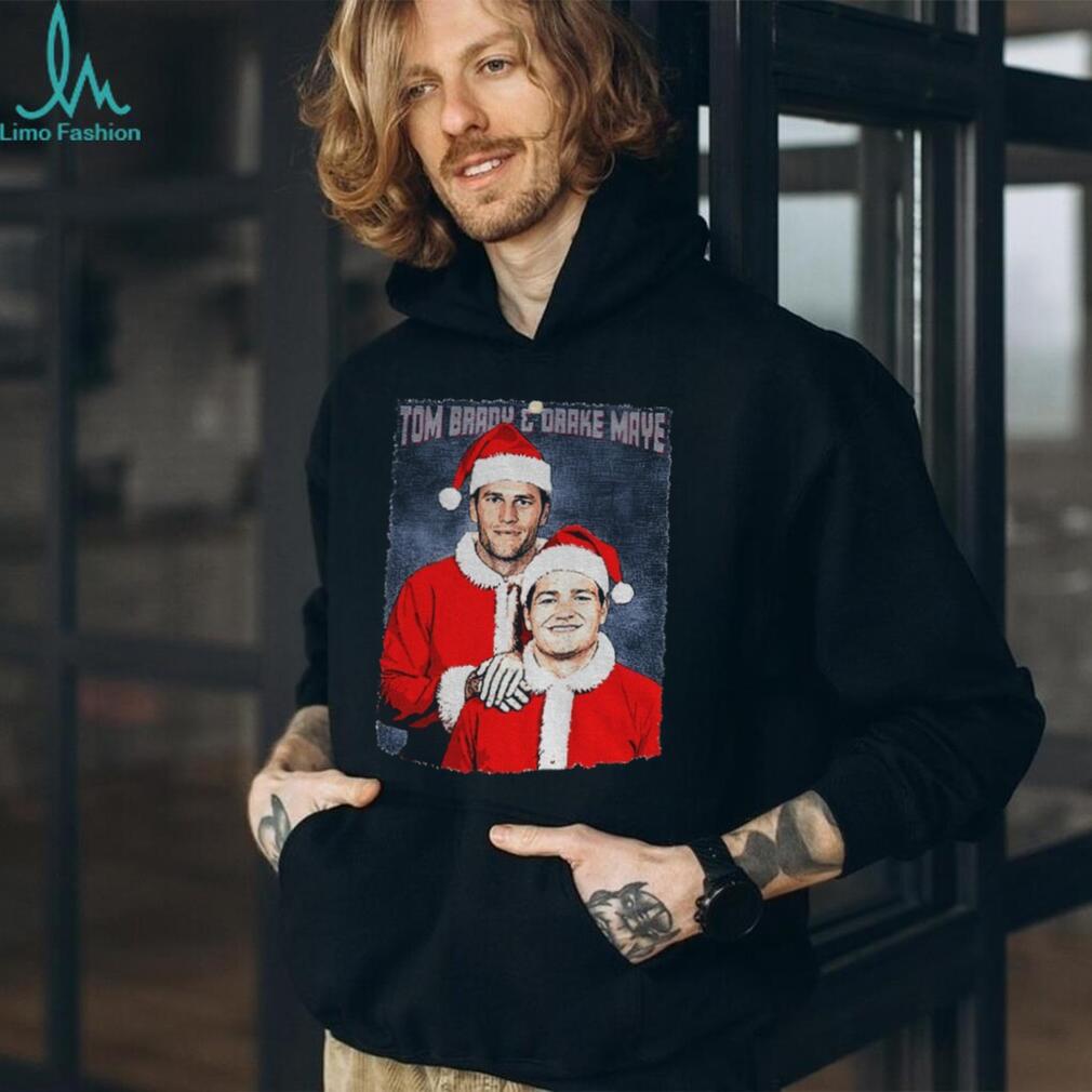 Tom Brady and Drake Maye Santa Claus New England Patriots Step Brothers Football Christmas shirt Tom Brady and Drake Maye Santa Claus New England Patriots Step Brothers Football Christmas shirt
