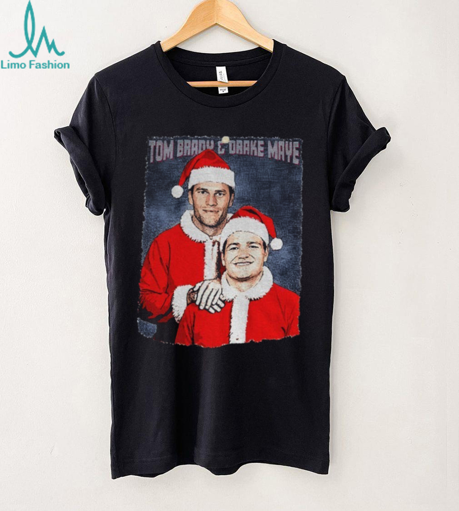 Tom Brady and Drake Maye Santa Claus New England Patriots Step Brothers Football Christmas shirt Tom Brady and Drake Maye Santa Claus New England Patriots Step Brothers Football Christmas shirt