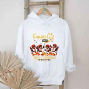 Turkey and Touchdowns Kansas City Chiefs NFL Football logo Thanksgiving shirt