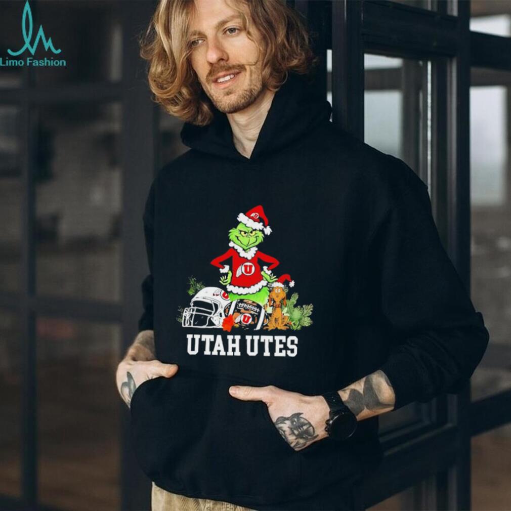 Utah Utes The Grinch and Max helmet Christmas 2025 shirt Utah Utes The Grinch and Max helmet Christmas 2025 shirt