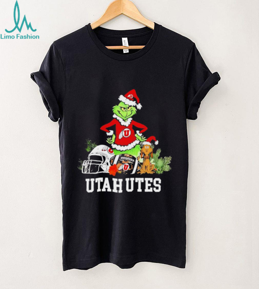 Utah Utes The Grinch and Max helmet Christmas 2025 shirt Utah Utes The Grinch and Max helmet Christmas 2025 shirt