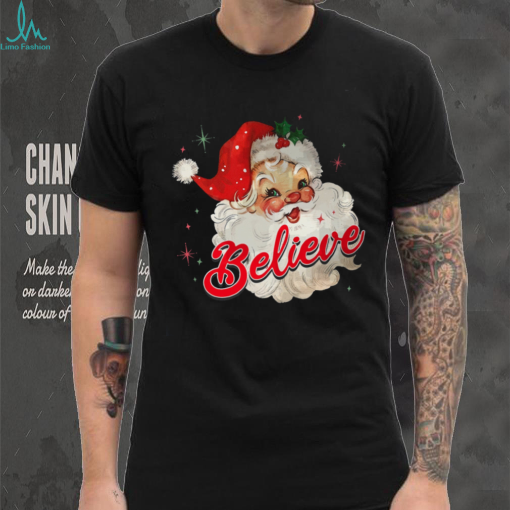 Vintage Santa Claus Believe Christmas Women Boys Girls T Shirt Vintage Santa Claus Believe Christmas Women Boys Girls T Shirt