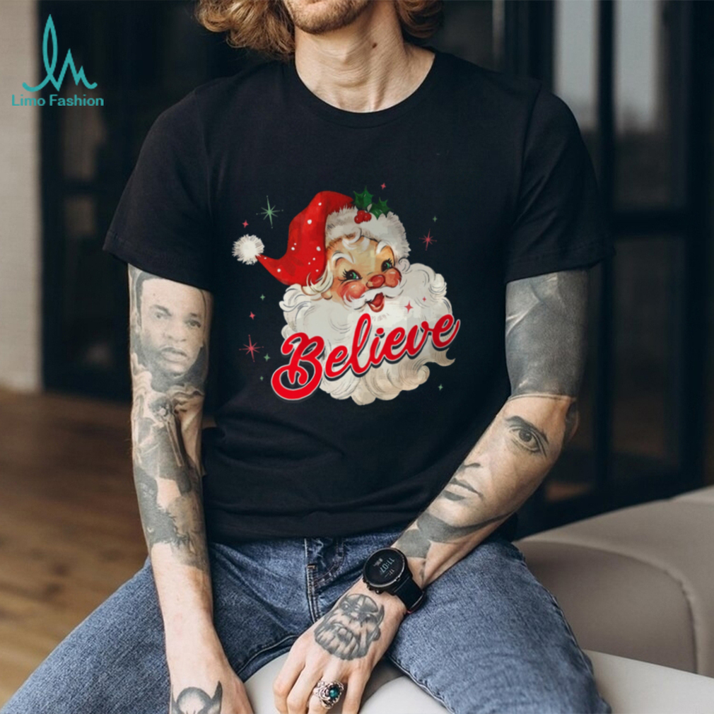 Vintage Santa Claus Believe Christmas Women Boys Girls T Shirt Vintage Santa Claus Believe Christmas Women Boys Girls T Shirt