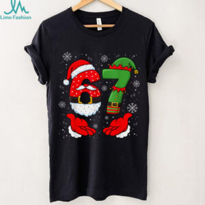 67 Six Seven Funny Santa Hand 6 7 Meme Christmas Matching T Shirt