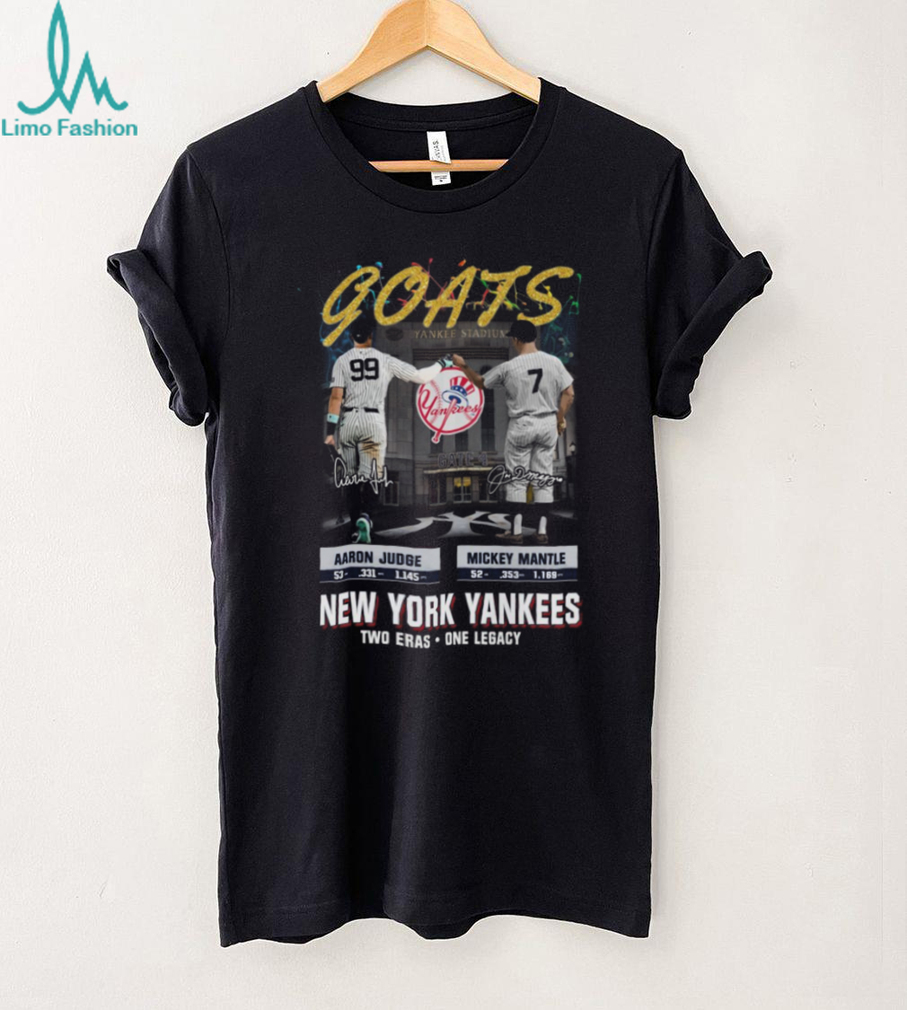 Aaron Judge & Mickey Mantle GOATS New York Yankees T Shirt Aaron Judge & Mickey Mantle GOATS New York Yankees T Shirt