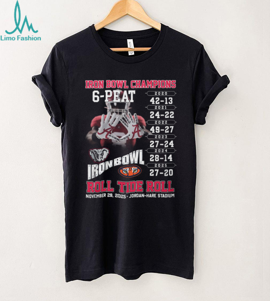 Alabama Crimson Tide Iron Bowl 2020 2025 Six Time Champions Shirt Alabama Crimson Tide Iron Bowl 2020 2025 Six Time Champions Shirt