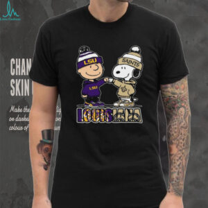 Awesome Snoopy And Charlie Brown Louisiana LSU Tigers X New Orleans Saints Skyline T Shirt