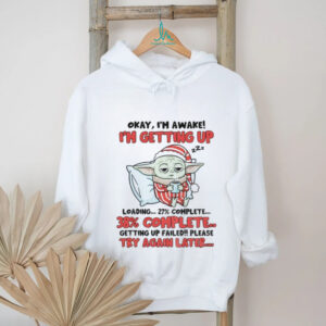 Baby Yoda Santa akay I’m awake I’m getiingup loading 27 complete 38% complete Christmas shirt