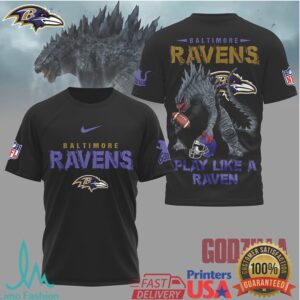 Baltimore Ravens Official NFL Godzilla Football Shirt