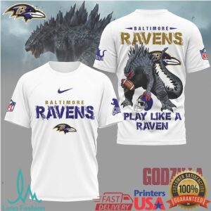 Baltimore Ravens Official NFL Godzilla Football Shirt
