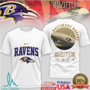 Baltimore Ravens Official NFL Led Zeppelin 3D Shirt