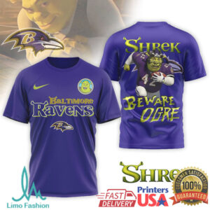 Baltimore Ravens Official NFL Shrek 3D Shirt Baltimore Ravens Official NFL Shrek 3D Shirt