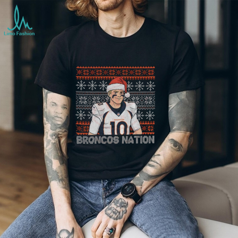 Bo Nix Santa hat Denver Broncos Nation Football 2025 Merry Christmas shirt Bo Nix Santa hat Denver Broncos Nation Football 2025 Merry Christmas shirt