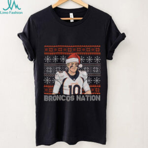 Bo Nix Santa hat Denver Broncos Nation Football 2025 Merry Christmas shirt