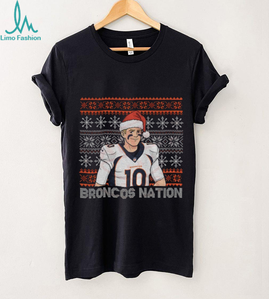 Bo Nix Santa hat Denver Broncos Nation Football 2025 Merry Christmas shirt Bo Nix Santa hat Denver Broncos Nation Football 2025 Merry Christmas shirt