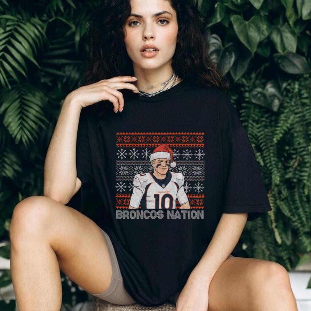 Bo Nix Santa hat Denver Broncos Nation Football 2025 Merry Christmas shirt Bo Nix Santa hat Denver Broncos Nation Football 2025 Merry Christmas shirt