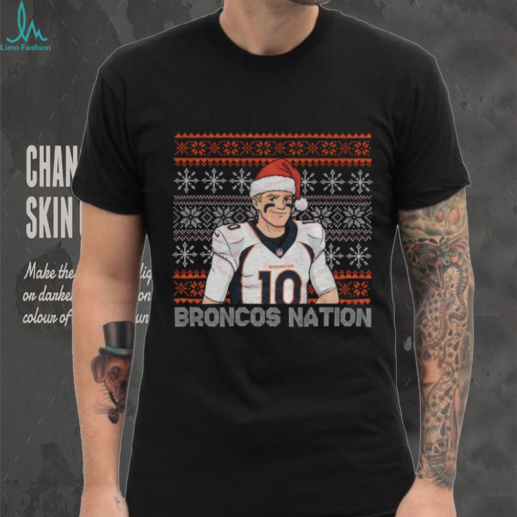 Bo Nix Santa hat Denver Broncos Nation Football 2025 Merry Christmas shirt Bo Nix Santa hat Denver Broncos Nation Football 2025 Merry Christmas shirt