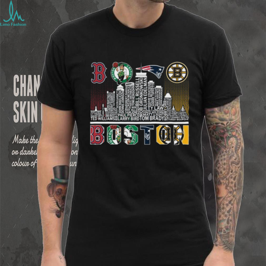 Boston Skyline Sports Legends Mashup T Shirt Recovered Boston Skyline Sports Legends Mashup T Shirt Recovered