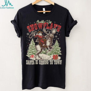 Buckle Up Snowflake Santa Is Coming To Town Cowboy Santa Sweatshirt