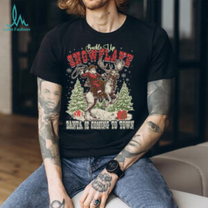 Buckle Up Snowflake Santa Is Coming To Town Cowboy Santa Sweatshirt