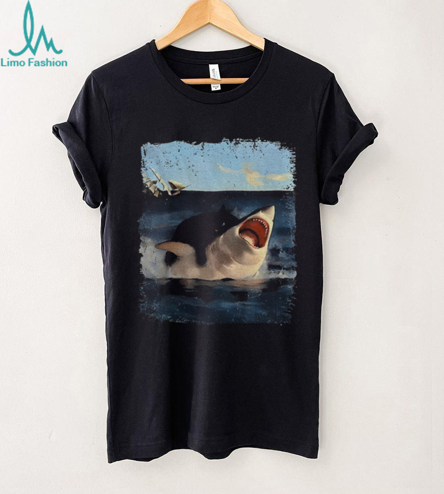 Cat bites shark funny meme vintage shirt Cat bites shark funny meme vintage shirt