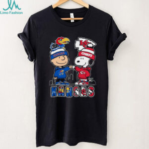 Charlie Brown and Snoopy Kansas Jayhawks & Kansas City Chiefs T Shirt